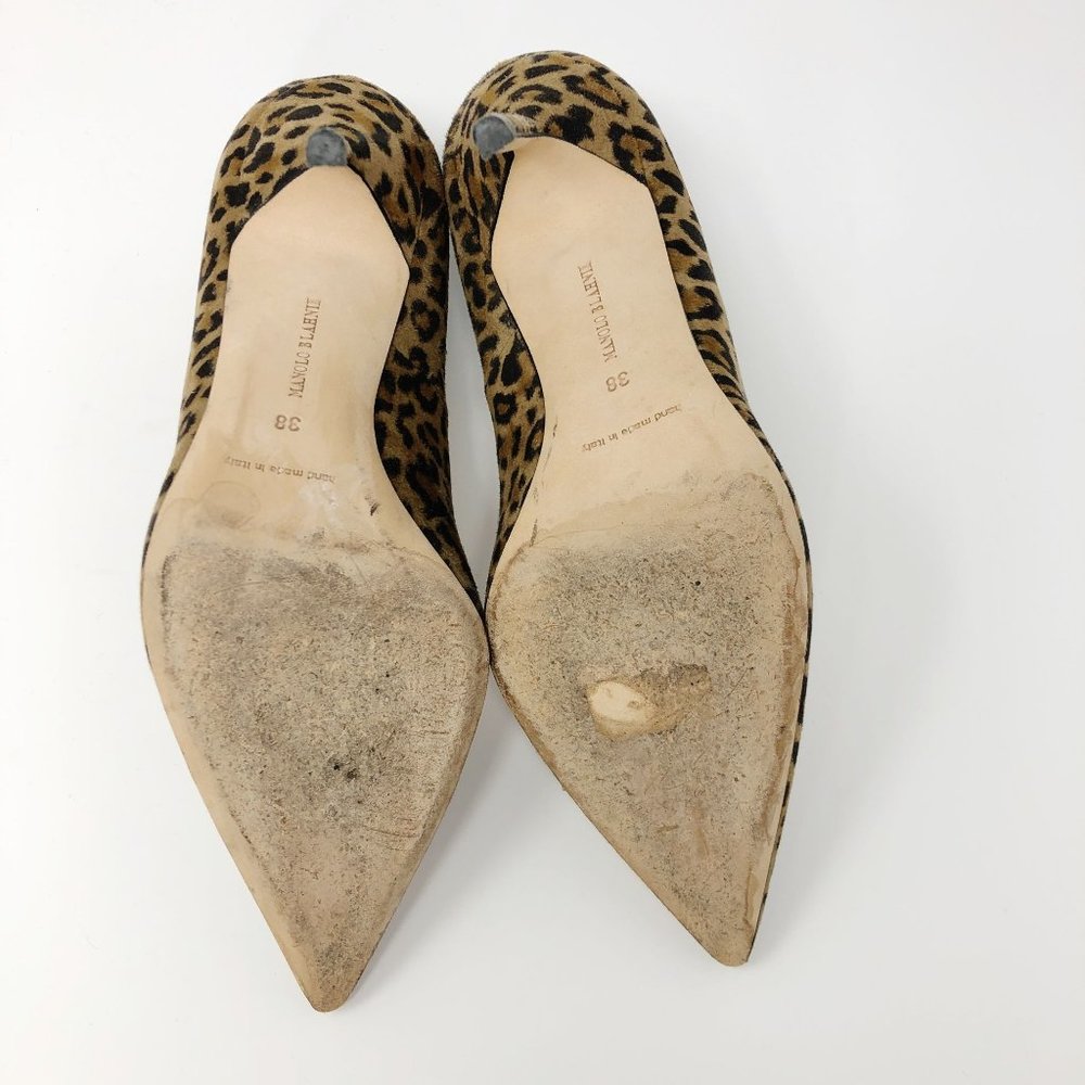 Manolo Blahnik BB Leopard Print Suede Pump Heel EU38 - Picture 8 of 16
